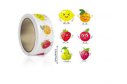 Наклейки на бобине "Фрукты/ягоды фигурные 2" 500шт/рул.