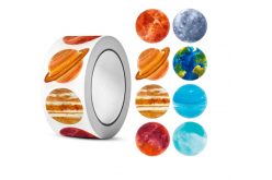 Наклейки на бобине "Планеты фигурные" 500шт/рул., размер 2,5 см