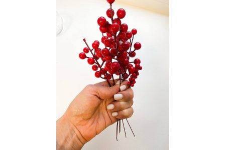 Декоративная ветка калина 9*1,3 см