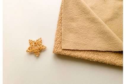 Ткань на флисе букле Барашек бежевая 50*50см