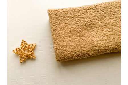 Тканина на флісі букле Баранчик бежева 50*50см