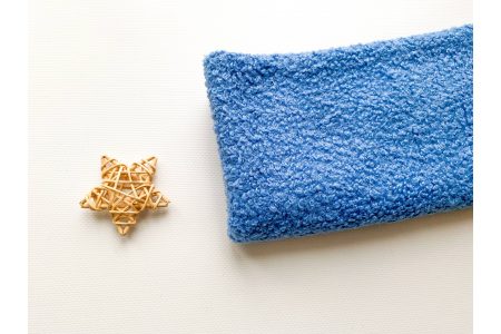 Тканина на флісі букле Баранчик блакитна 50*50см