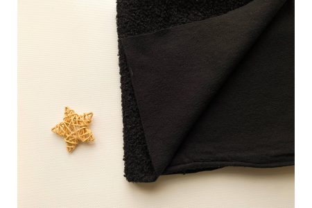 Ткань на флисе букле Барашек черная 50*50см