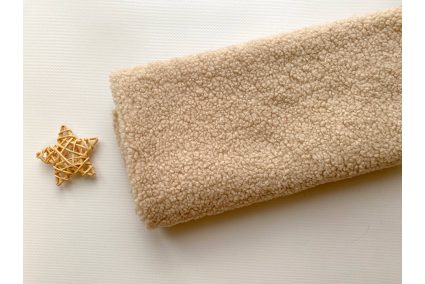 Ткань букле Тедди бежевая 50*50см