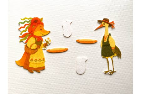 Игровой набор фигурок для сказки "Лисичка и журавль"