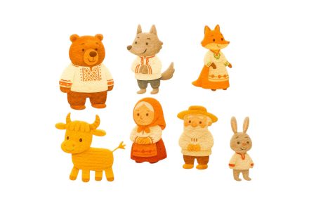 Игровой набор фигурок для сказки "Соломенный бычок"