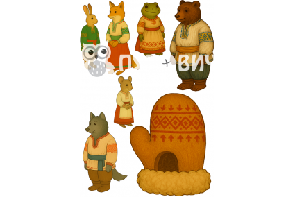 Жорсткий фетр з принтом казка "Рукавичка" 20х30см