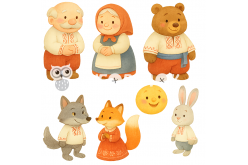 Жесткий фетр с принтом сказка "Колобок" 20х20см