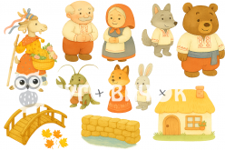 Жесткий фетр с принтом з принтом сказка "Коза-дереза" 20х30см