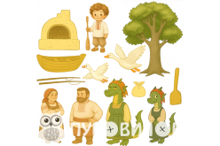 Жесткий фетр с принтом сказка "Ивасик-Телесик" мини 20х20см