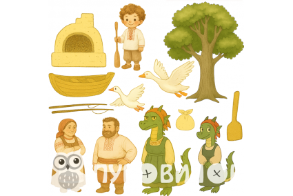 Жесткий фетр с принтом сказка "Ивасик-Телесик" мини 20х20см