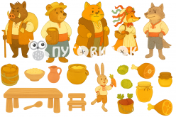 Жорсткий фетр з принтом казка "Пан Коцький" 20х30см