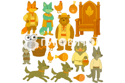 Жесткий фетр с принтом сказка "Крашеный лис" 20х20см