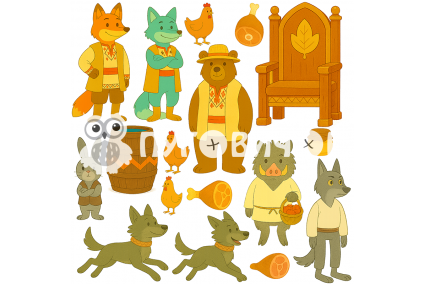 Жесткий фетр с принтом сказка "Крашеный лис" 20х20см