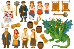 Жорсткий фетр з принтом казка "Кирило Кожум'яка" 20х30см