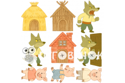 Жорсткий фетр з принтом казка "Троє поросят (класична версія)"