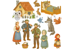 Жесткий фетр с принтом сказка "Красная шапочка (класическая