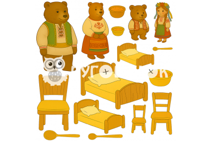 Жорсткий фетр з принтом казка "Три ведмеді" 20х20см