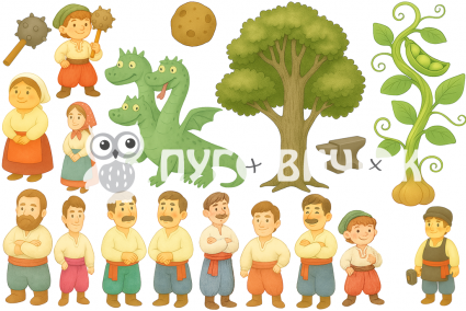 Жорсткий фетр з принтом казка "Котигорошко" 20х30см