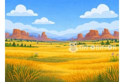 Игровой фон "Американские прерии" 29*40см на 2мм жестком фетре