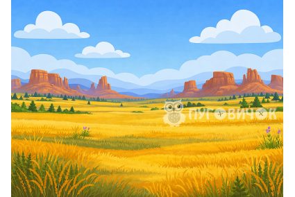 Ігровий фон "Американські прерії" 29*40см на 2мм жорсткому фетрі