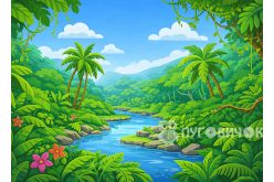 Ігровий фон "Джунглі" 29*40см на 2мм жорсткому фетрі