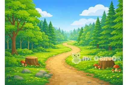 Игровой фон "Лес с дорогой" 29*40см на 2мм жестком фетре