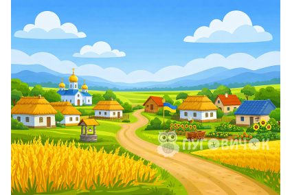 Ігровий фон "Село" 29*40см на 2мм жорсткому фетрі