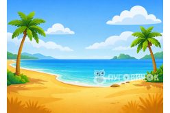 Ігровий фон "Тропічне узбережжя" 29*40см на 2мм жорсткому фетрі