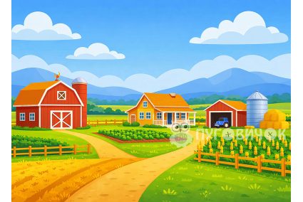 Ігровий фон "Ферма" 29*40см на 2мм жорсткому фетрі