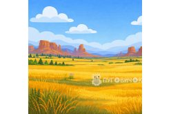 Фетр корейський жорсткий з візерунком фон: американські прерії