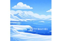 Фетр корейський жорсткий з візерунком фон: арктика/антарктика