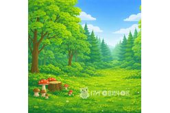 copy of Фетр корейский жесткий с узором фон: джунгли 20х20см