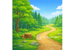 copy of Фетр корейский жесткий с узором фон: лес 20х20см