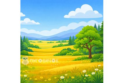 Фетр корейський жорсткий з візерунком фон: лісостеп 20х20см