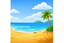 Фетр корейський жорсткий з візерунком фон: тропічне узбережжя