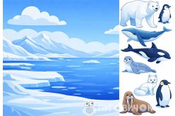 Фетр корейський жорсткий з візерунком фон+звірята: