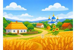 Игровой фон "Село-2" 29*40см на 2мм жестком фетре