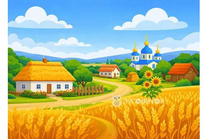 Игровой фон "Село-2" 29*40см на 2мм жестком фетре