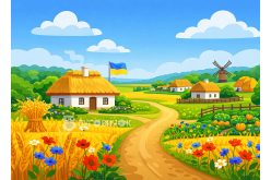 Игровой фон "Село-3" 29*40см на 2мм жестком фетре