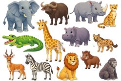 Фетр жорсткий з візерунком "Звірята африканські" 20х30см