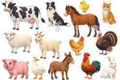 Фетр жорсткий з візерунком "Звірята свійські" 20х30см