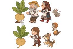 Жесткий фетр с принтом сказка "Репка" реалистическая 20х20см