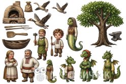 Жесткий фетр с принтом з принтом сказка "Ивасик-Телесик"