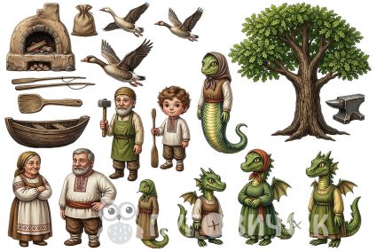 Жесткий фетр с принтом з принтом сказка "Ивасик-Телесик"