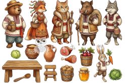 Жесткий фетр с принтом з принтом сказка "Пан Коцкий"