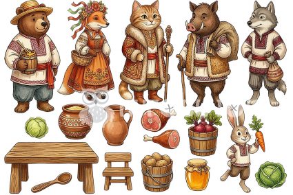 Жесткий фетр с принтом з принтом сказка "Пан Коцкий"