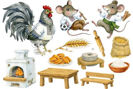 Жорсткий фетр з принтом казка "Колосок" 20х30см