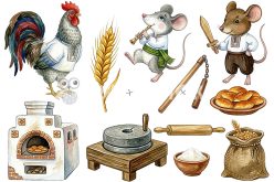 Жорсткий фетр з принтом казка "Колосок" реалістичний 20х30см