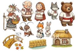 Жесткий фетр с принтом з принтом сказка "Коза-дереза"